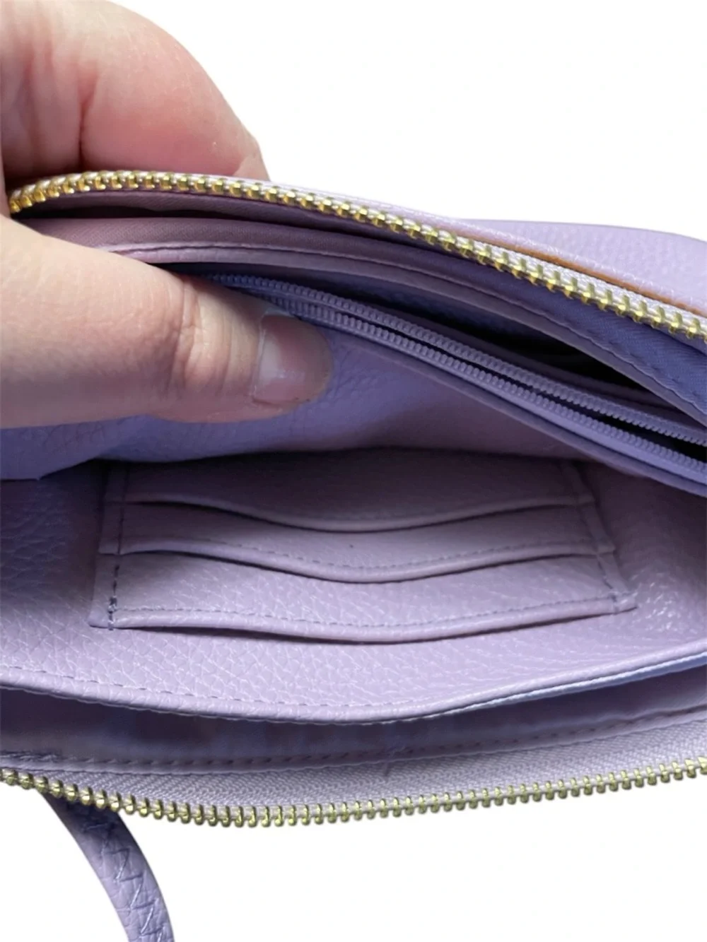 Lilac Faux Leather Crossbody Wristlet brand new! Never used. - Picture 3 of 5